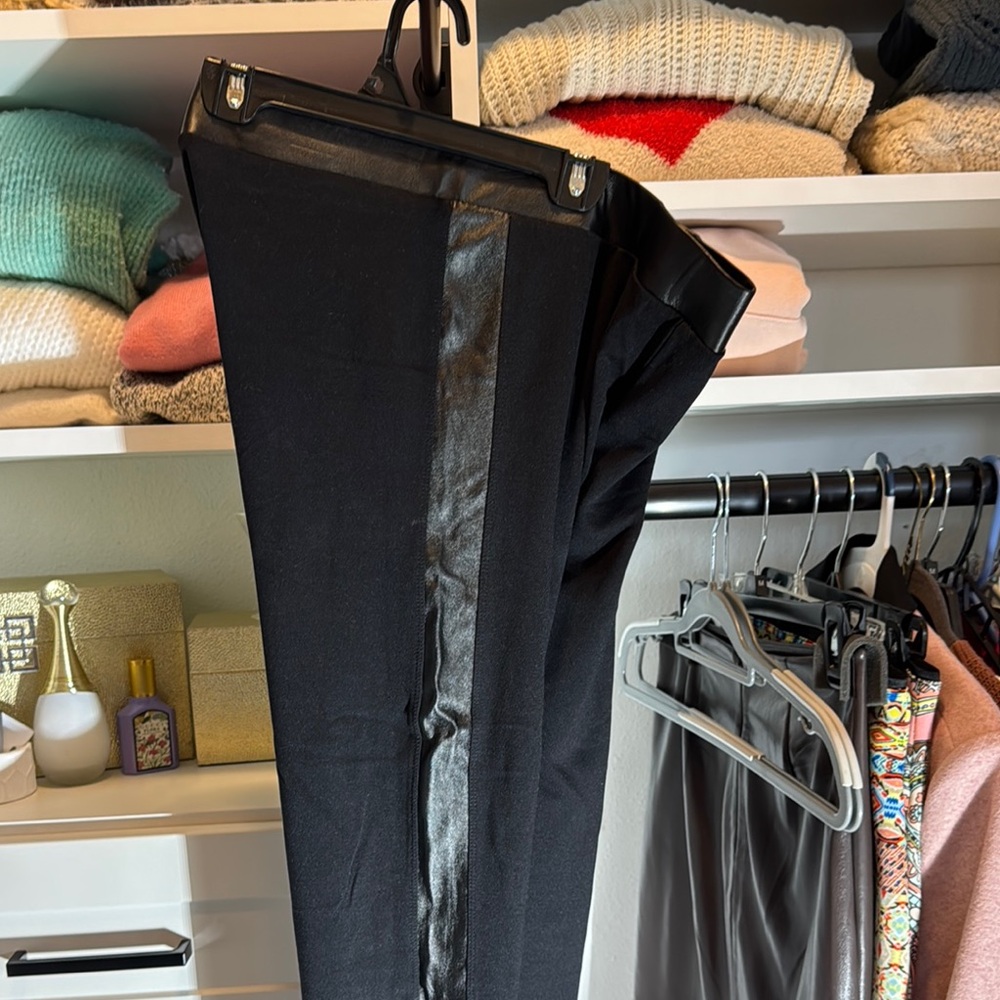 Black Pants with Leather Stripe